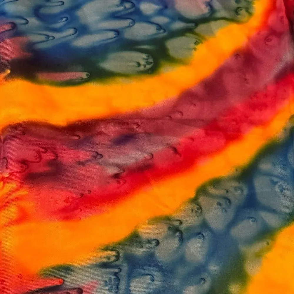 Vintage 100% Pure Silk Tie Dye Scarf 35” Square Multicolor Scarf Abstract Print